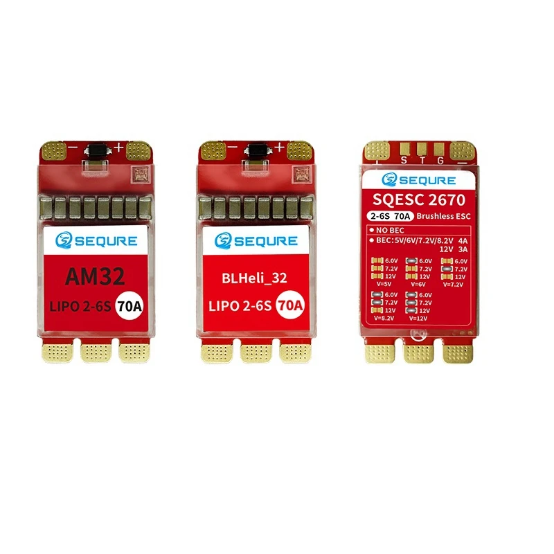 SEQURE 2670 Brushless Electronic Speed Controller 2-6Slipo Power Supply 70A Suitable For Multi-Axis Uavs 2670(AM32) Replacement