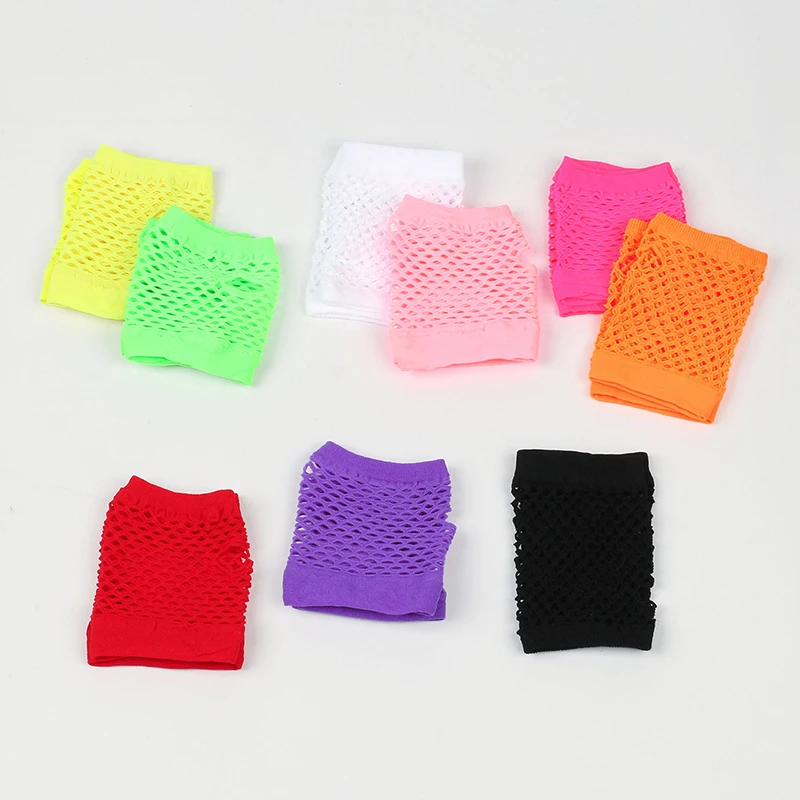 1pair Womens Short Fishnet Net Gloves Fingerless Mesh Gloves Punk Rock Fancy Night Club Party Arm Warmer Gloves Sexy Gloves