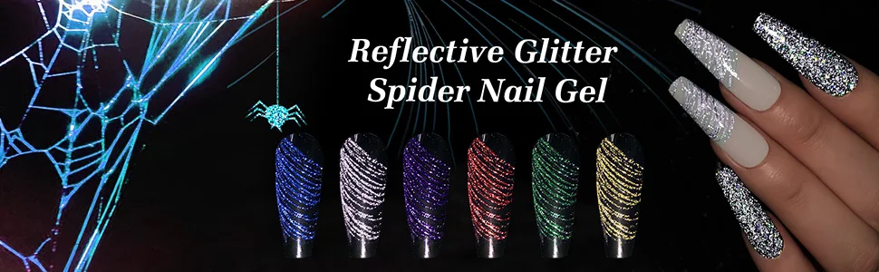 Description Picture 2 of item5ml Reflective Spider Web Nail Gel Polish,DIY Drawing Glue Wire Stripe Wave Lines Glitter Nail Art Design Painting Reflective ﻿