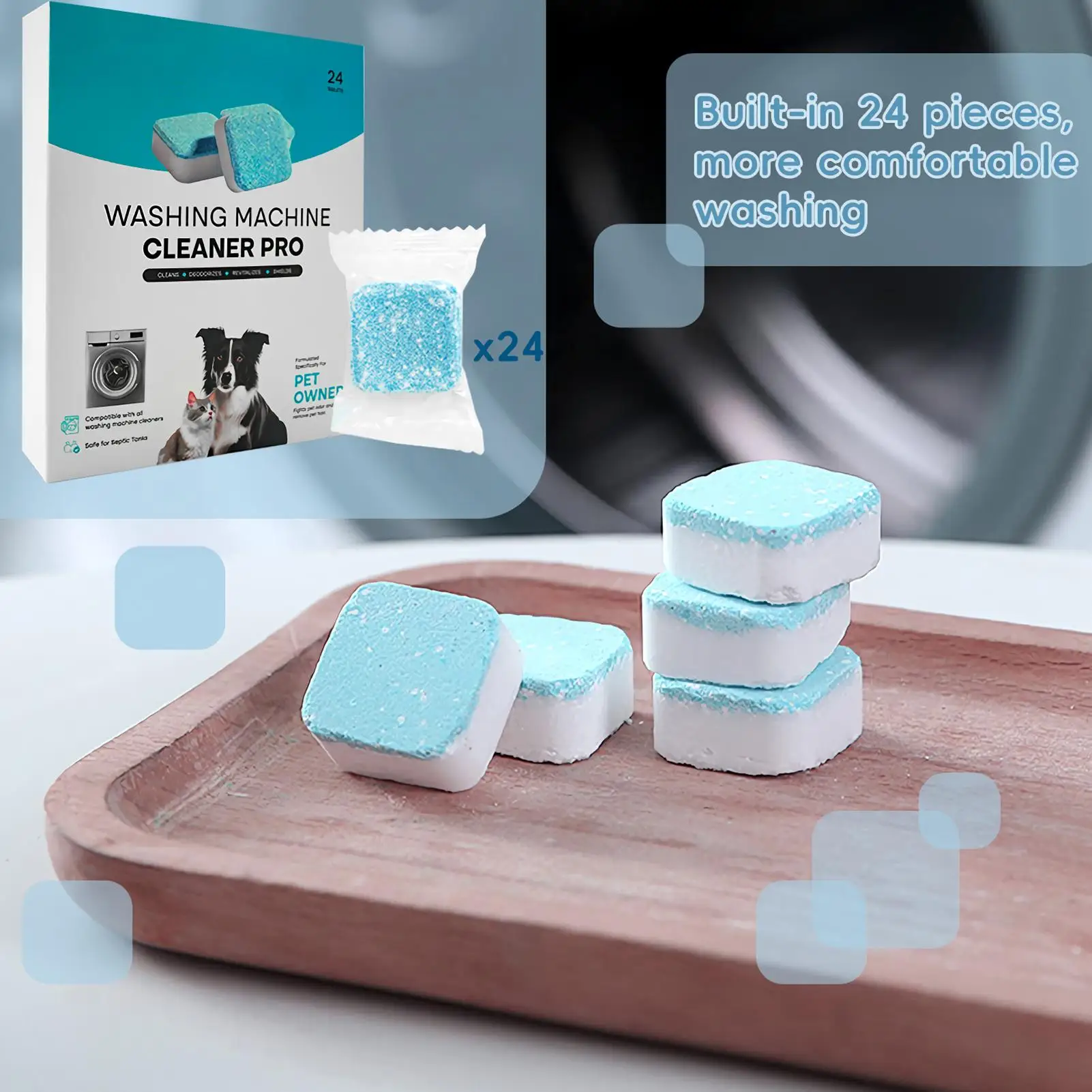 24Pcs/box Washing Machine Cleaner Powerful Descaling and Deodorizing Effervescent Tablets Cleaning For Machines Tank Home