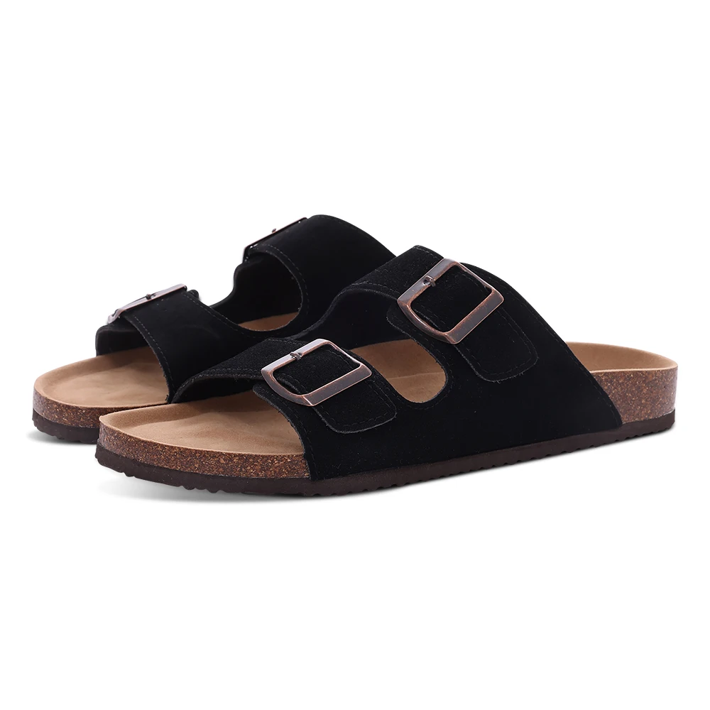 Shevalues Damen-Plateau-Sandalen aus Kuh-Wildleder, klassische Kork-Hausschuhe mit dicker Sohle, verstellbar, bequemer Halt, Strand-Hausschuhe, Neu – Detail 8