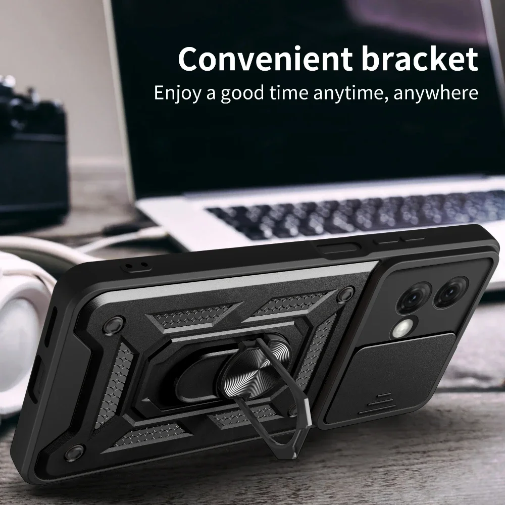 Magnetic Car Mount Case with Slide Lens and Ring Holder - Durable Protective Cover