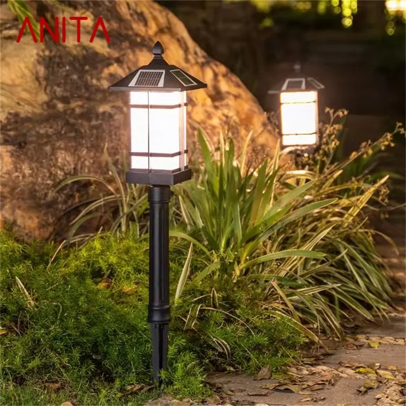 

ANITA Classical Outdoor Lawn Lamp Black Light LED Waterproof Solar Home for Villa Path Garden Decoration