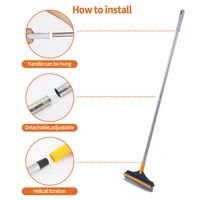 Brosse de nettoyage 3 en 1, brosse de nettoyage pour le nettoyage de la salle de bain avec manche Long, brosse rotative pour sol, brosse pour crevasses 6