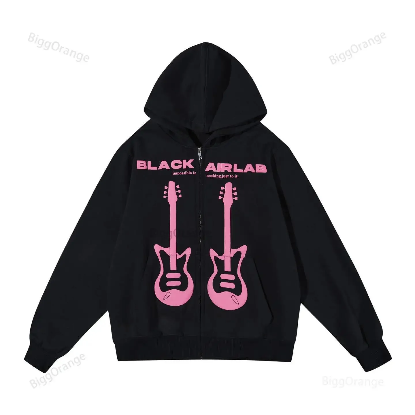 

Black Airlab Printed Hoodies Women 2023 Y2K Gothic Zip Up Oversized Sweatshirt Dames Retro Harajuku Capuchon Streetwear Tops New