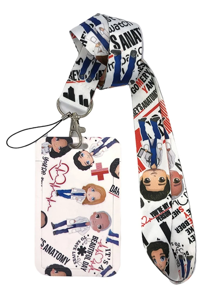 Anime Keychain Grey's Anatomy Cartoon Credential Holder Keychains Neck Lanyard For Pass Card Anime Credit Card Holder Keychain Straps