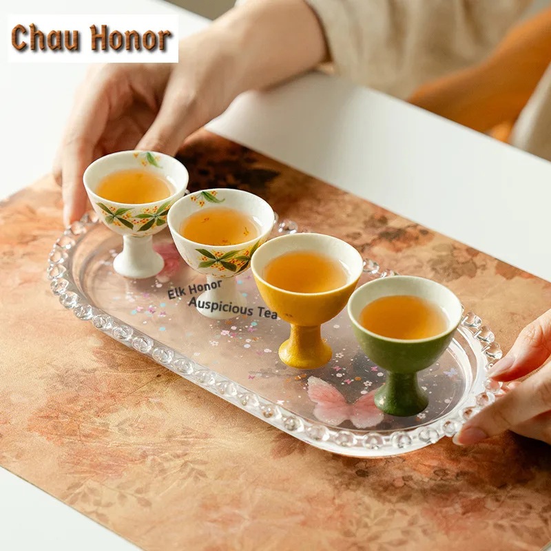 25ml Hand-painted Osmanthus Flowers Teacup Handmade Tea Bowl Tea Pair Tea-tasting Smelling Cup Jianzhan Master Cups Cafes Craft