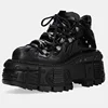 2025 Cowhide Rock Spanish Dark Muffin Punk Leather Men and Women with The Same Metal High-top Platform Dad Shoes