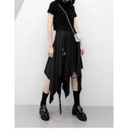 Irregular Skirt Girl's New Dark Tie Street Punk Wind Weave Buckle Medium-length Y2k Gothic Long Skirt - Image 6