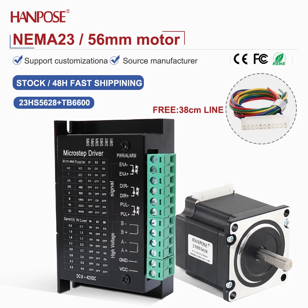 스테퍼 모터 1.26N을 구동합니다. m 2.8A 2상 4선 NEMA23 23HS5628+TB6600 자동화 장비