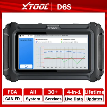 XTOOL D6S Strumento diagnostico per auto Tutti i sistemi diagnostici Scanner OBD2 Grafica dati live 30+ Resetti PUÒ FD FCA Aggiornamenti gratuiti a vita