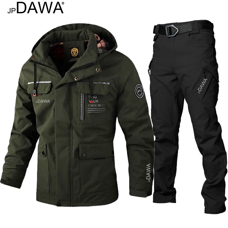 Outdoor Windproof Sunscreen Fishing Jacket Men's Sports Travel Hunting Jacket Cycling Hiking Autumn Thin Set
