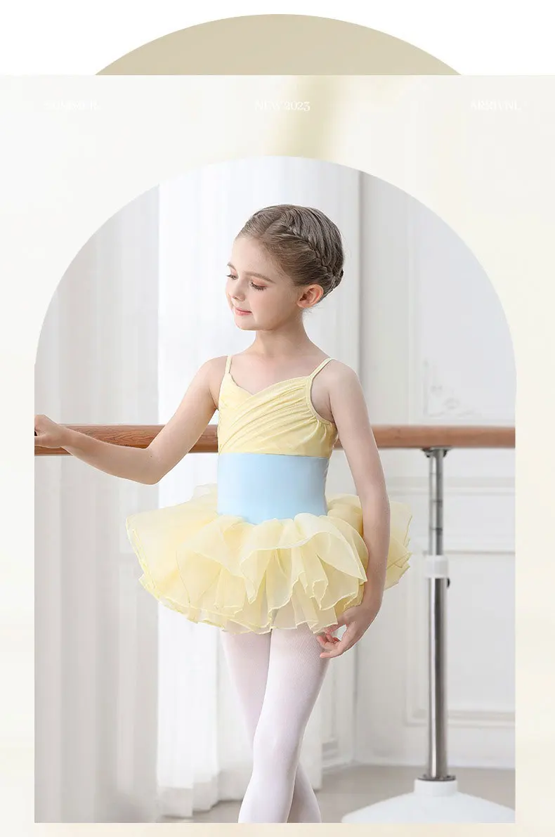 Ballettkleid, Kinder-Gymnastikanzug, Sommer-Übungsoutfit für Mädchen, kurzärmeliges Bandeau, chinesischer Tanz – Detail 8