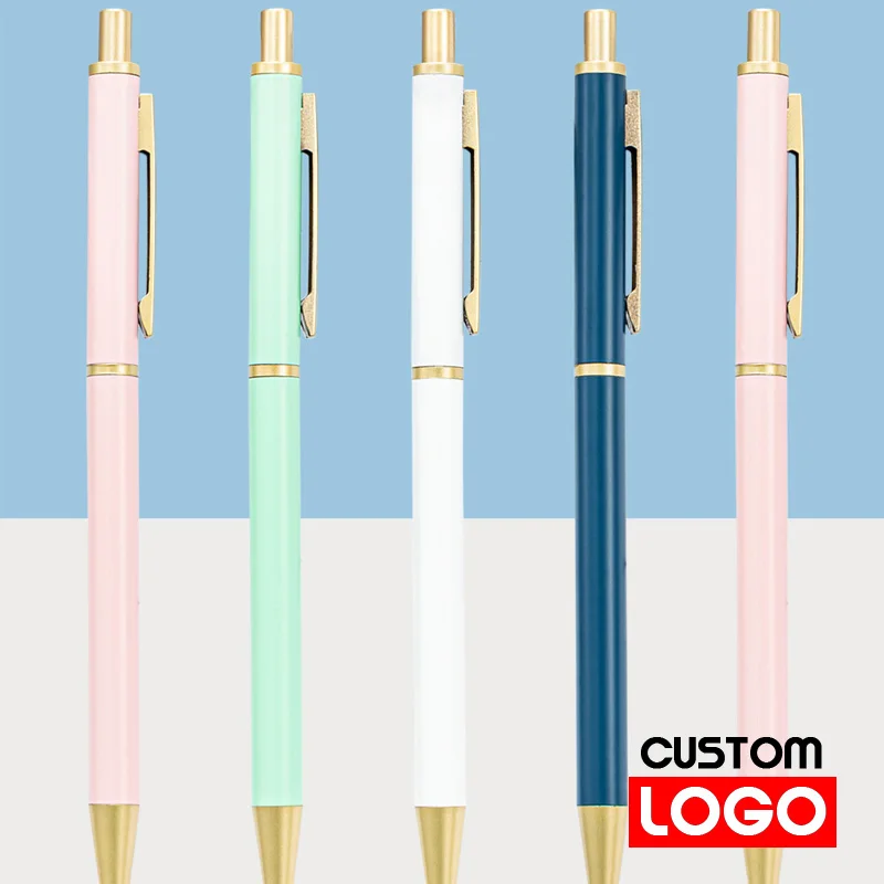 

Candy Color Personalized Custom Logo Press Ballpoint Pen Fresh Macaron Color High-value Metal Gift Advertising Custom Pen