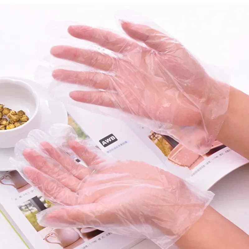 Disposable Gloves, Disposable Nitrile Gloves, Vinyl Disposable Gloves, Disposable Plastic Gloves 100Pcs/Pack Food Plastic Gloves Restaurant Kitchen BBQ Food Fruit Vegetable