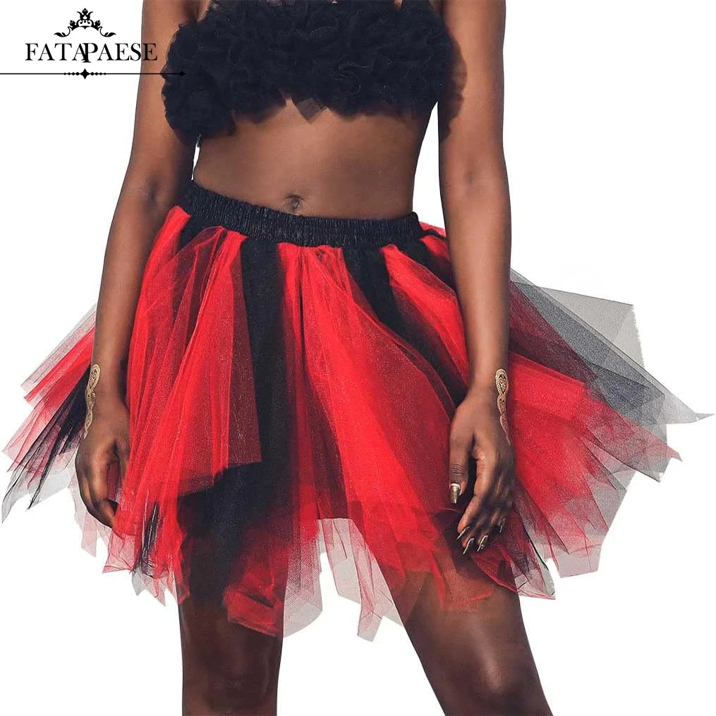 FATAPAESE Night Short Tulle Skirt, Petticoats Multicolor Underskirt Rockabilly Tutu Tulle Dance Dress, Ballet Skirt Adult Tutu