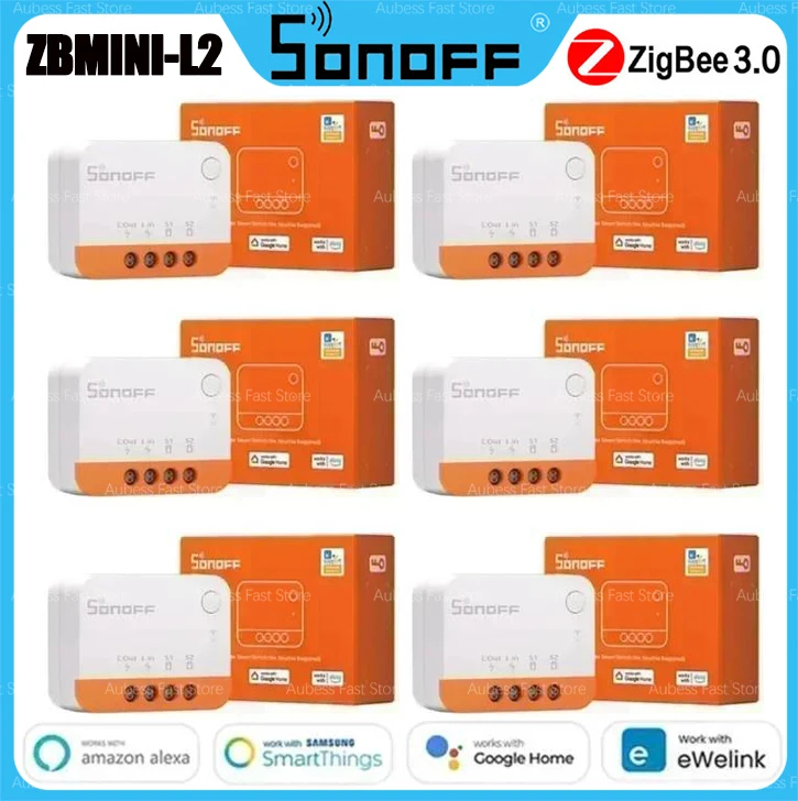 

Умный выключатель Sonoff ZBMINI L2 Zigbee, переключатель «сделай сам» без нейтрального провода, одноклавишное двухстороннее управление, Голосовое управление Alexa Google Home