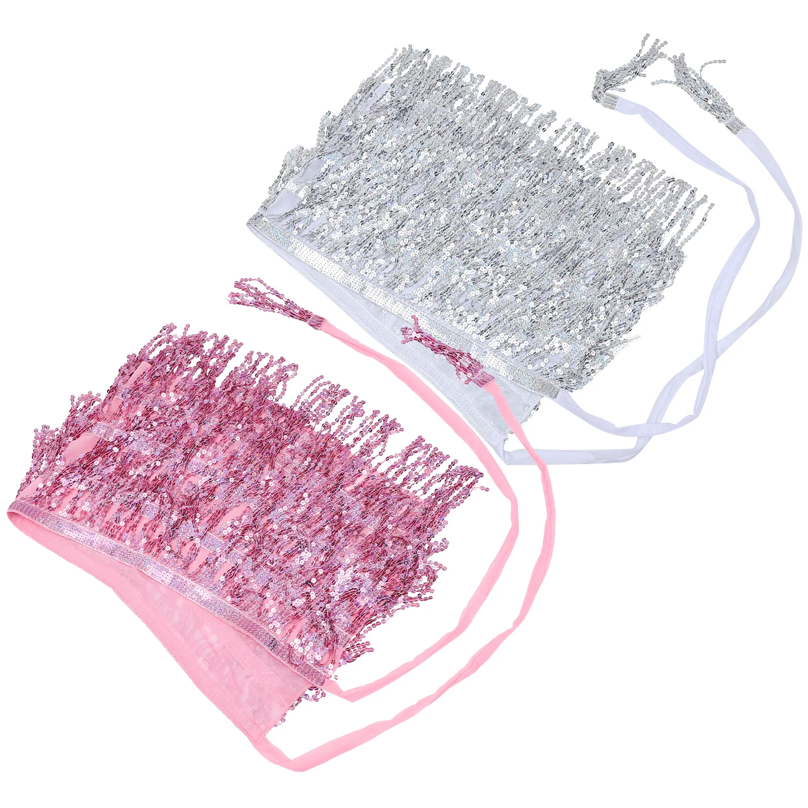 2 Pcs Scarf Waist Chain Outfits Hip Sequin Tassel Skirt Scarfs for Belly Dancing