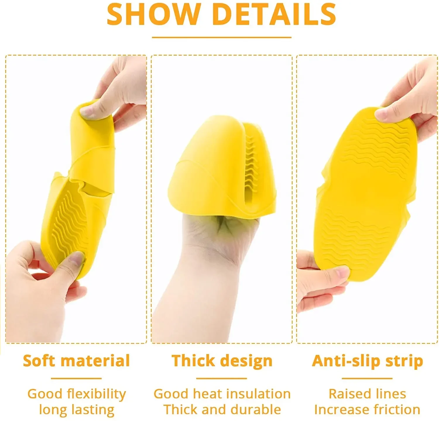 Silicone Cooking Pinch Grips Oven Mitts Potholder Mini Oven Gloves for Kitchen Cooking Baking Air Fryers Microwaves BBQs