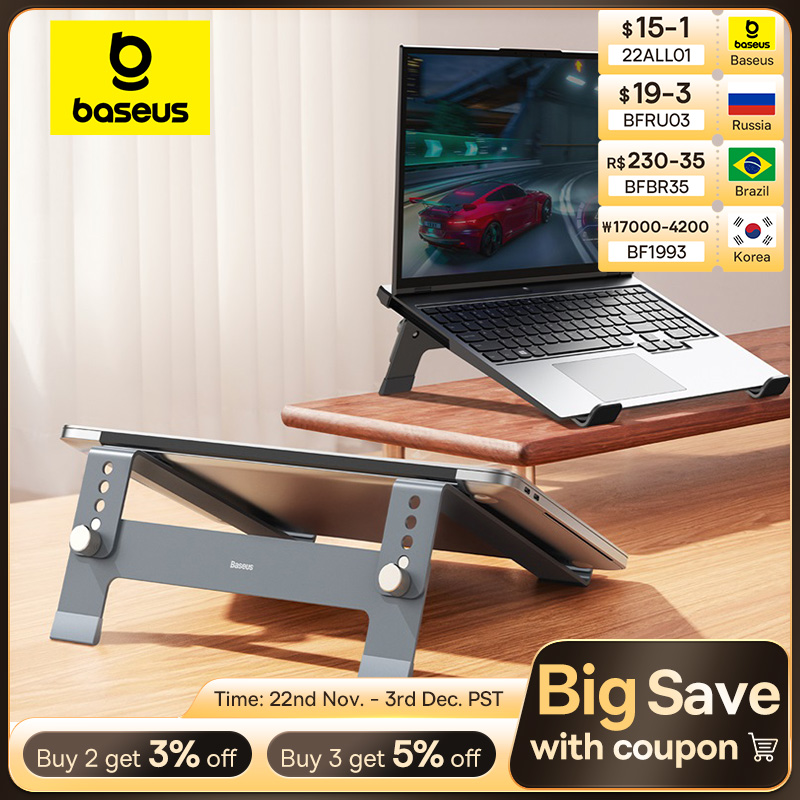 Baseus Laptop Stand Support for Notebook Aluminum Alloy 4 Gears Adjustable Vertical Stand For Macbook Air Pro 17'' Laptop Stand