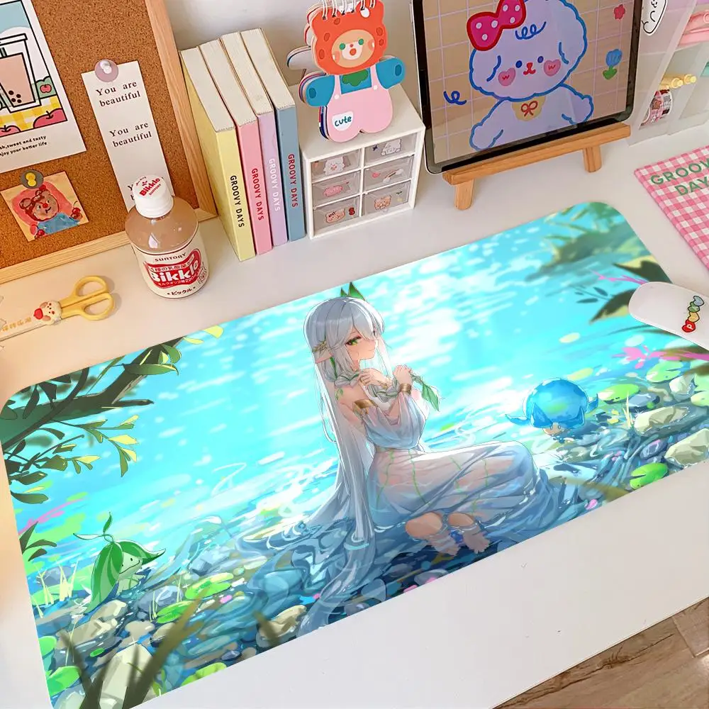 

Cool Genshin Game Cute Nahida Mouse Pad Large Size Office Desk kawaii Protector Mat PU Leather Waterproof gaming Mouse Pad Desktop