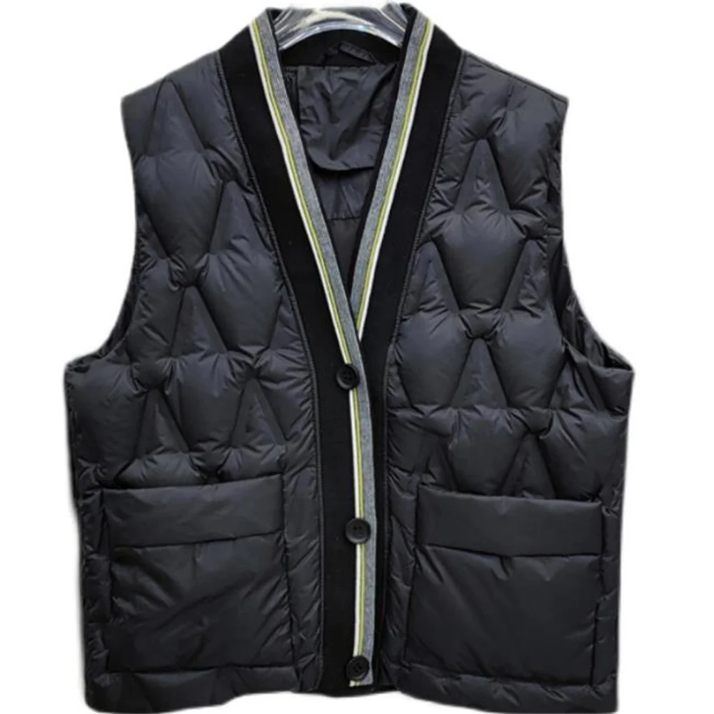 

Пуховик женский короткий, свободная однобортная куртка на белом утином пуху, с V-образным вырезом, Осень-зима