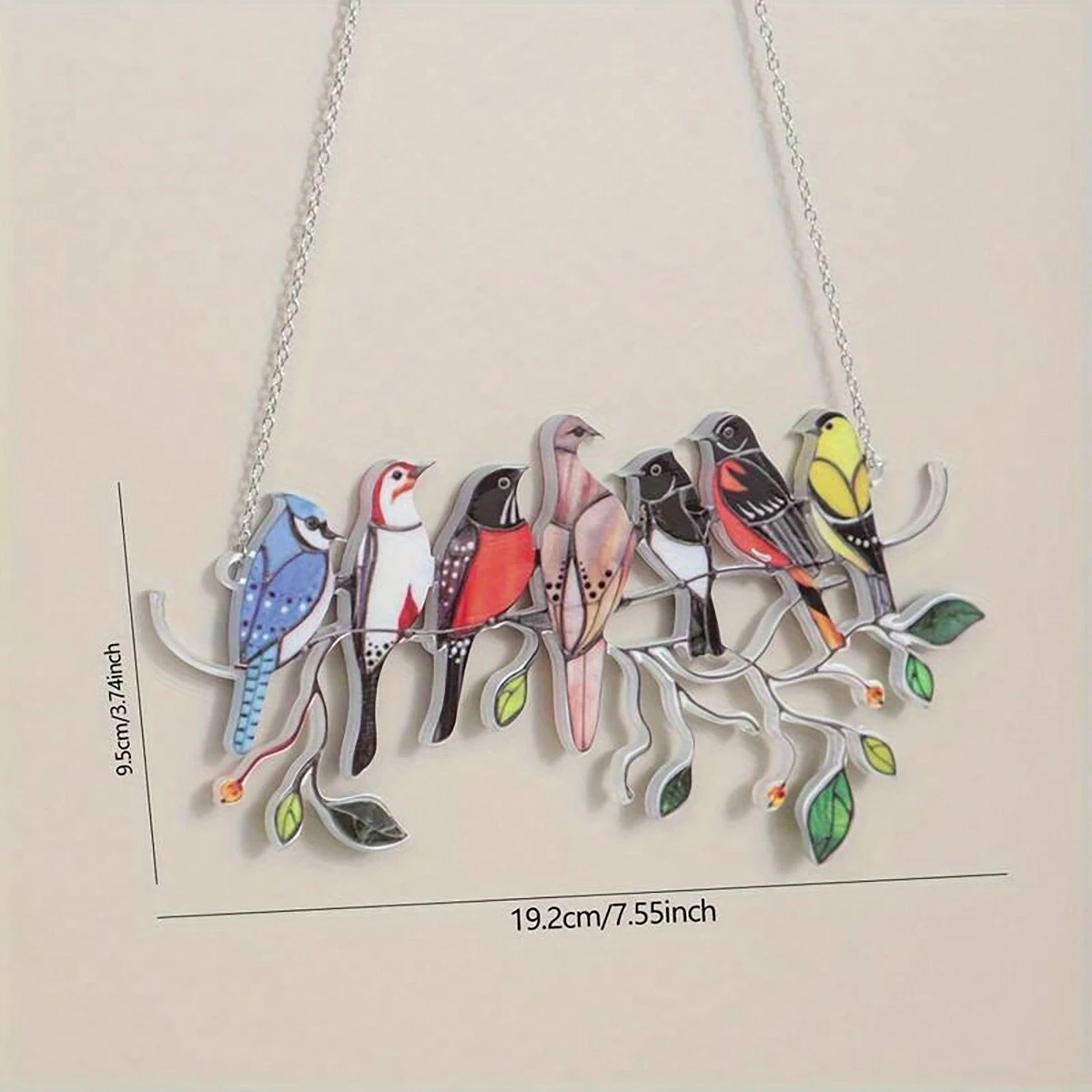 1pc-Multicolor Bird Ornaments Acrylic Panel Window Wall Hangings