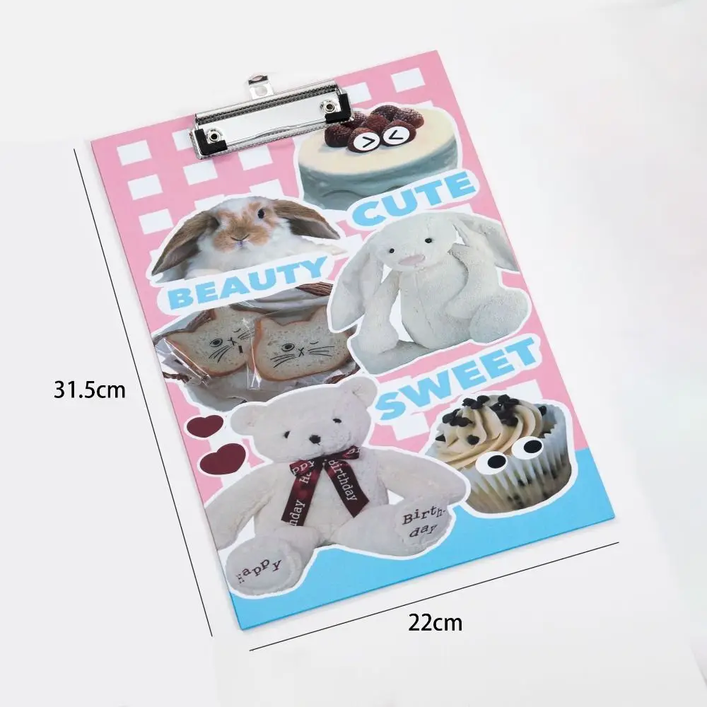 A4 아메리칸 레트로 보드, 체커보드 콜라주 종이 폴더, 곰 영어 글자, 인스 스타일 쓰기 패드