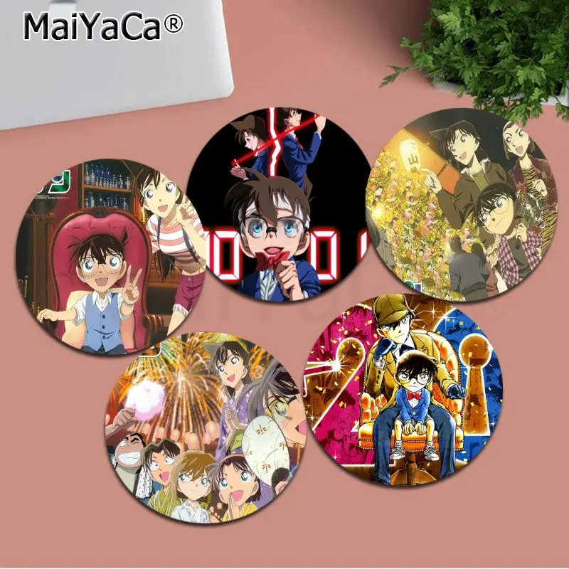 

Anime Detective Conan Mousepad 20x20cm Round Desktop Desk Mat Kawaii Gaming Accessories Students Writing Pad for PC Desk Pad