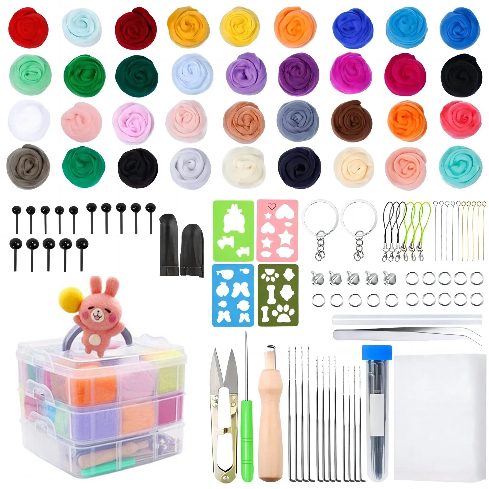 Wool Felting Kit Needle Felt Kit Needle Felting Wool Wool Felt Accessories Needle Felting Kit Wool Roving DIY Craft Wool Fibre Needle Felting Starter Handcraft Kit Fabric Materials Accessories