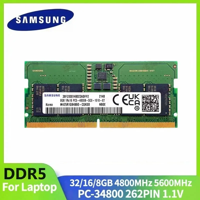 Samsung Notebook DDR5 RAM 8GB 16GB 32GB 4800MHz 5600MHz SO DIMM 260pin for Laptop Computer Dell Lenovo Asus HP Memory Stick