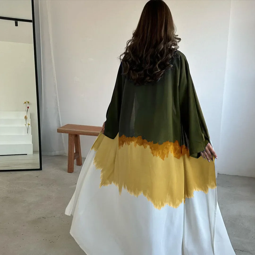 Ramadan Eid Kimono Abayas for Women Bandhnu Abaya Dubai Long Dress Cardigan Muslim Islamic Modest Clothing Kaftan Robe Musulmane