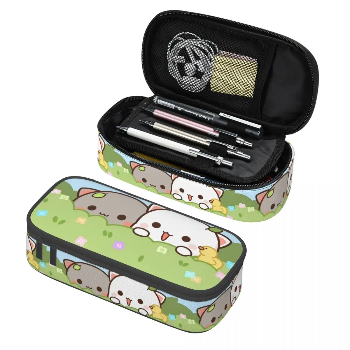 Peach And Goma Pencil Cases for Boys Gilrs Large Storage Cartoon Mochi Cat Pen Bag Box School Supplies