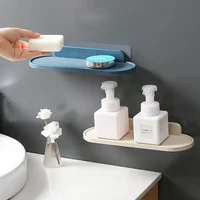 Bathroom Storage Shelf Plastic Wall Mount Shelf Adhesive Soap Shower Shelves Seasoning Bottle Bracket Storage Rack رف تخزين 2