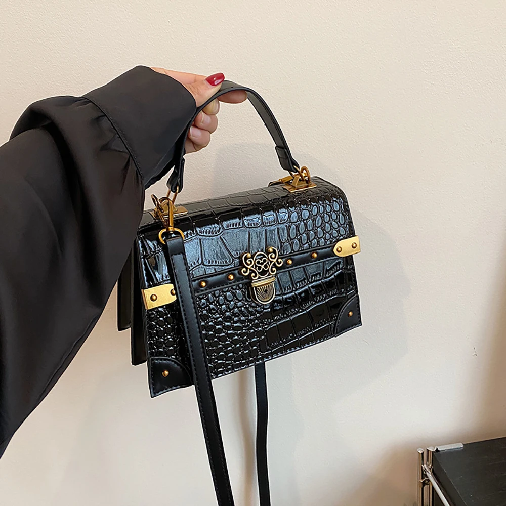 Handheld Small Square Handbag Women Luxury Stone Pattern Single Shoulder Bags 2025 Fashion Lady Commuting Shopping Crossbody Bag