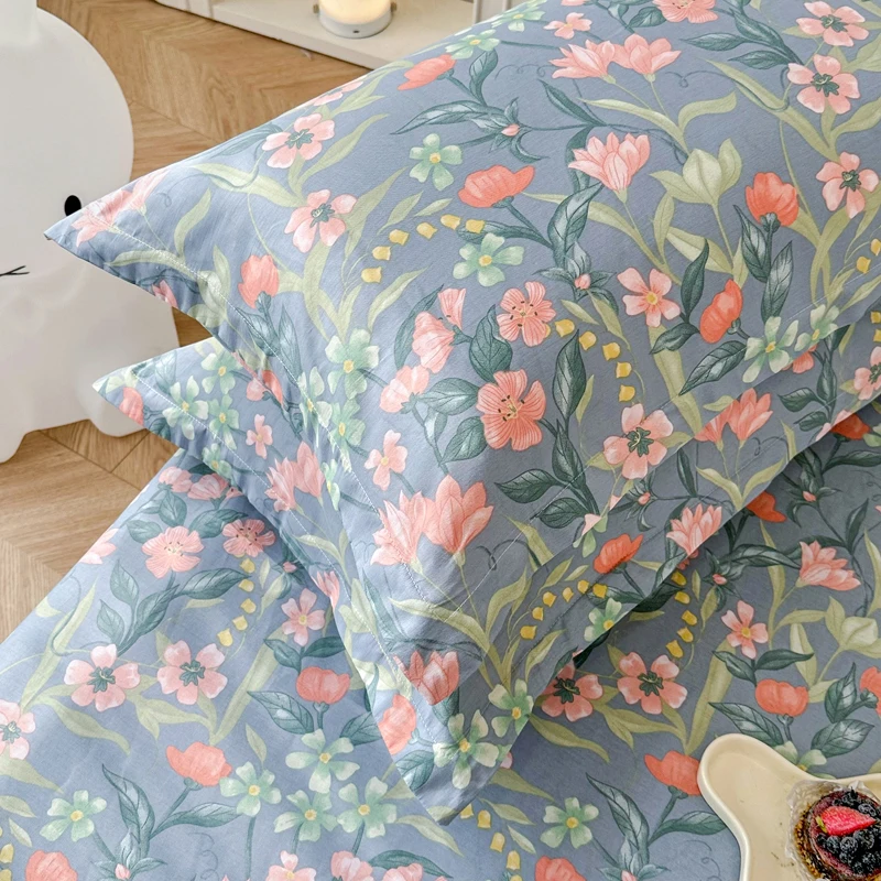 100% Cotton Pillowcase Customizable Flowers Cartoon Design Bedding Pillowcase Adult Bedroom Home Decor Custom Size Cushion Cover 5