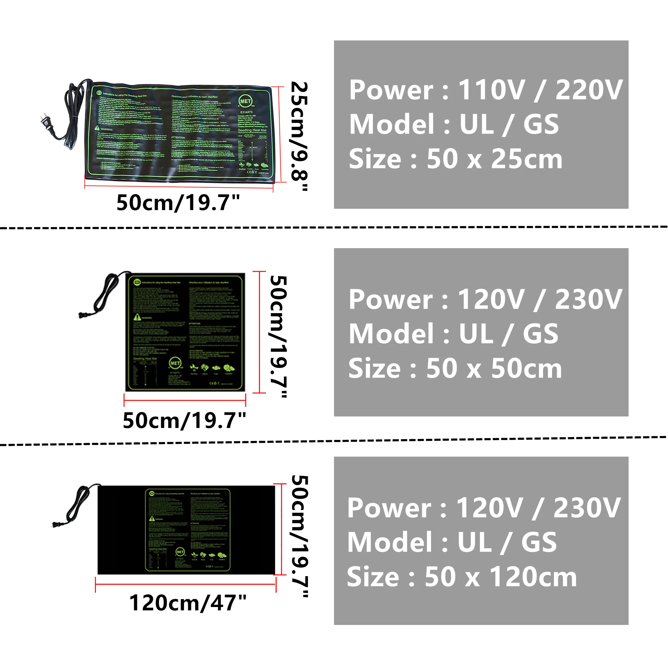 Seedling Heating Pad 110/120/220/230v Seed Growth Heating Pad Potted Bonsai Insulation Breeding Clone Start