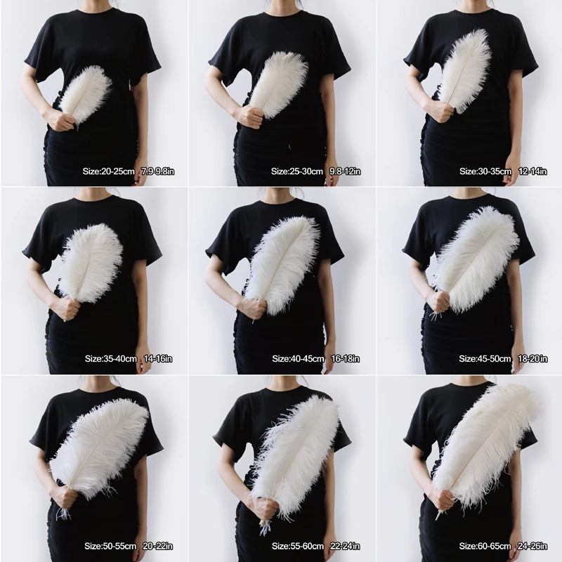 10pcs/pack White Ostrich Feathers 15-75cm Long Home Vase Wedding Party  Supplies Carnival Dancer Decoration