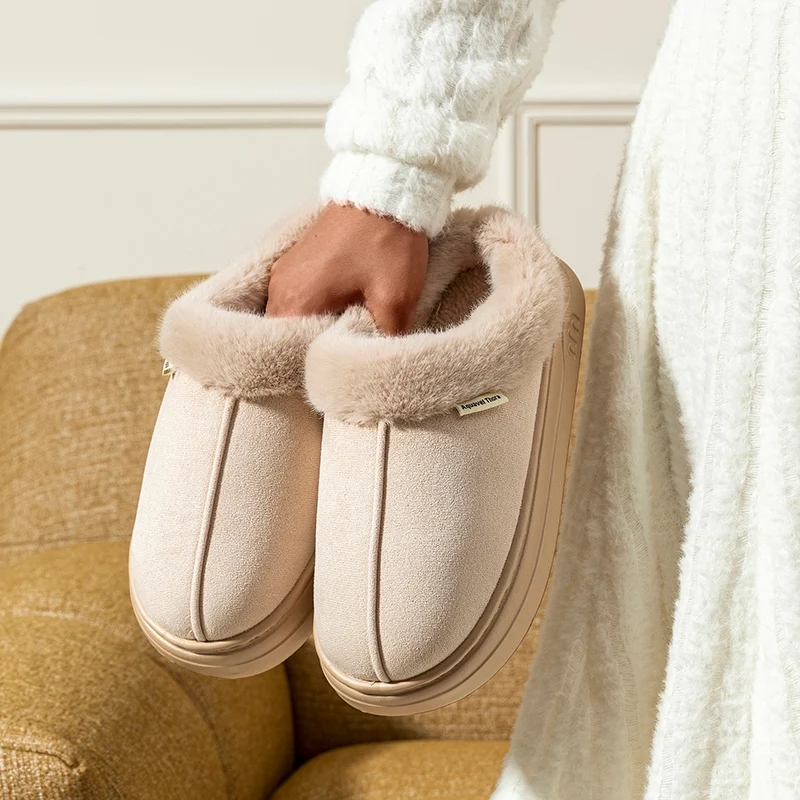 Stilvolle Damen-Winterhausschuhe für den Innenbereich, warm, dick, weiche Sohle, bequem, für den Außenbereich, rutschfest, für Herren, Heimschuhe, Paar