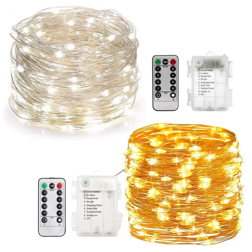 Battery Operated Dimmable Fairy String Lights with Remote and Timer