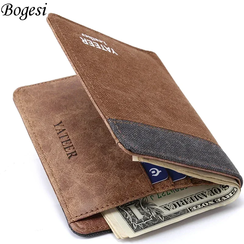 Nuovi Portafogli Da Uomo Con Porta Libretto Degli Assegni Borse Di Tela Piccole Portafoglio Con Fermasoldi Sottile Da Dollaro Di Nuovo Design 2023