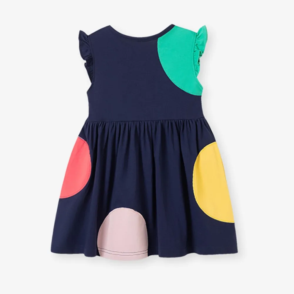 2025 Summer New Kids Clothes Children's Clothing Baby Girls Cotton Cartoon Geometric Dresses Holiday Gifts