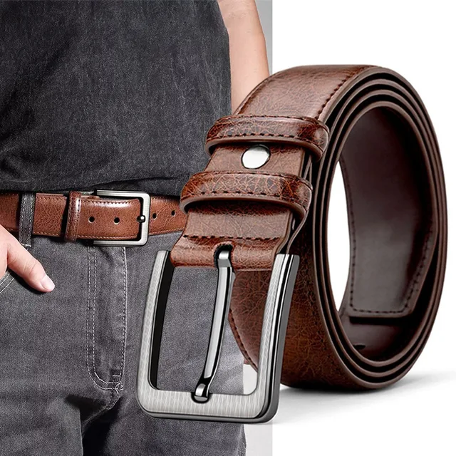 Ceinture pour hommes en cuir véritable de haute qualité avec boucle, ceinture décontractée et d'affaires, design masculin, nouveauté à la mode 2 1