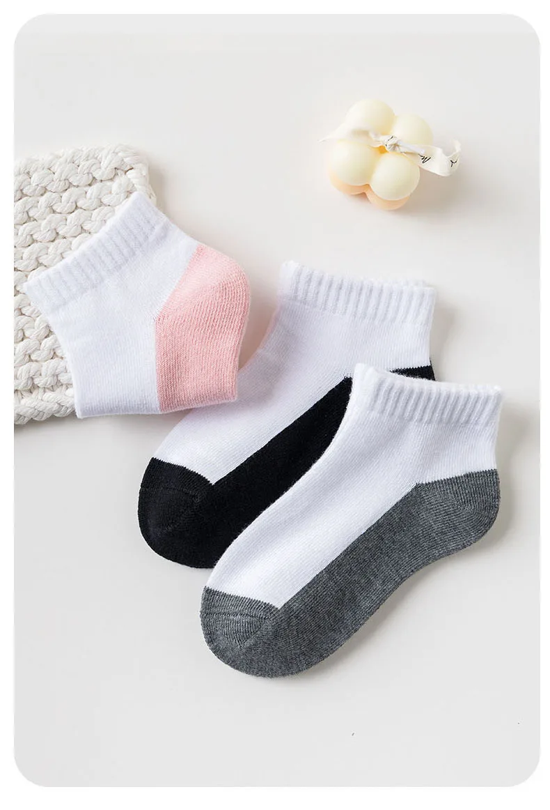 5 Paare/los Sommer Neue Kinder Baumwolle Socken Mode Schwarz Grau Rosa Weiche Für 1-12 Jahre Kinder Teen Student baby Mädchen Jungen Socken – Detail 4