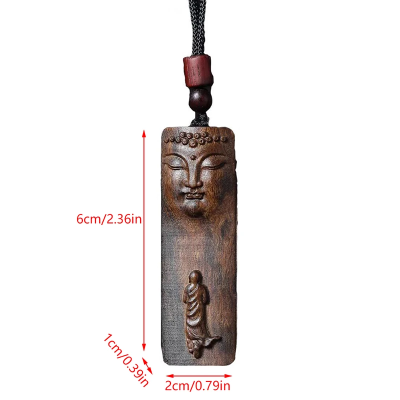 1PCS Adlerholz Geschnitzte Blume Buddha Statuen Anhänger Griff Stück doppelseitige Geschnitzte Glück Nafu Ping Eine Marke Wen spielen Holz – Detail 9