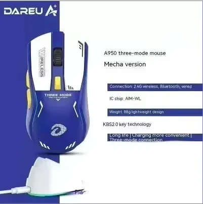 ワイヤレスマウス,Bluetooth,Dareu-a950 pro,4k,ラップトップ