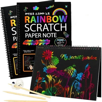 Rainbow Magic Scratch Off Paper Set for Kids Arts Scraping Painting Toy DIY Graffiti Book Kids Montessori Educational Toys 1