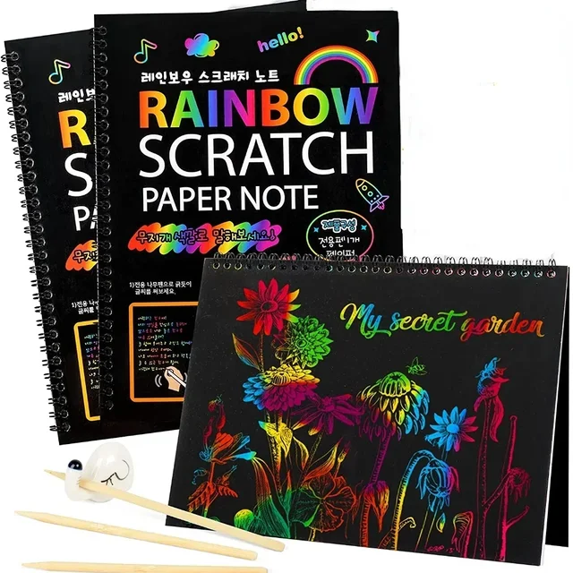 Rainbow Magic Scratch Off Paper Set for Kids Arts Scraping Painting Toy DIY Graffiti Book Kids Montessori Educational Toys 1