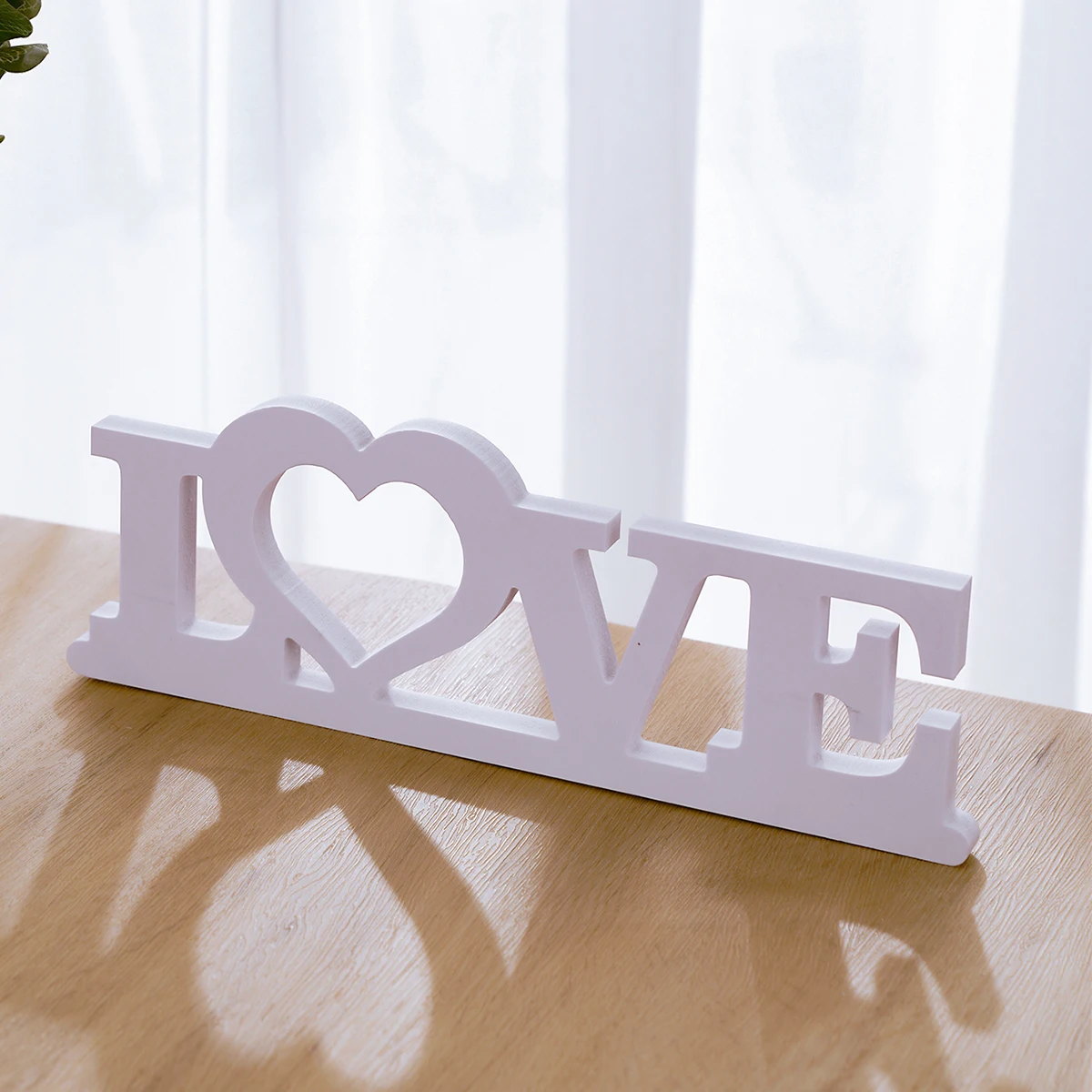 1PC, a creative and simple white heart-shaped decorative item, a white snowflake board material home desktop decorative item