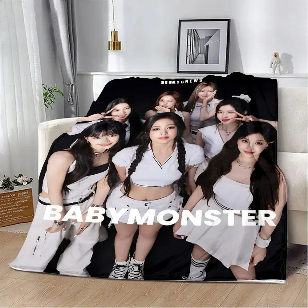 Korean Group BABY MONSTERs Printed Blanket for Bed Sofa Armchair Picnic Warm Blanket Comfortable Blanket Home Travel Birthday 6